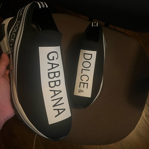Dolce & Gabbana Black and White Logo Sneakers - Picture 1 of 4